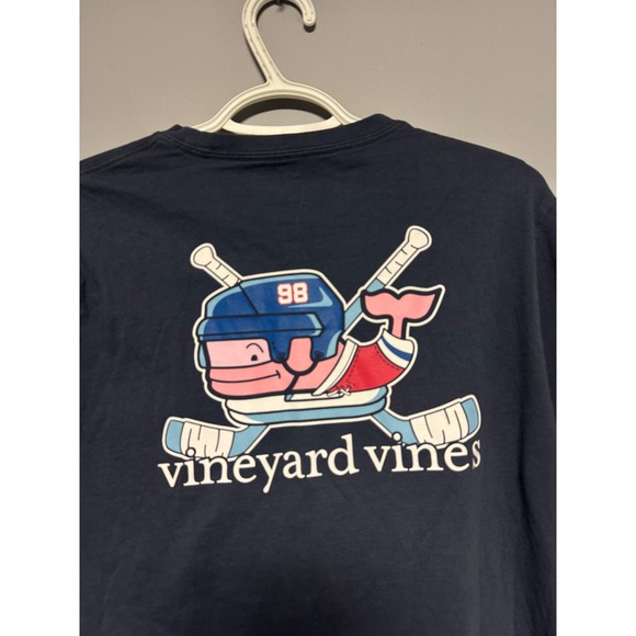 Vineyard Vines Kids Long Sleeve T Shirt Hockey Whale Graphic Navy Blue XL 18 - Picture 6 of 6